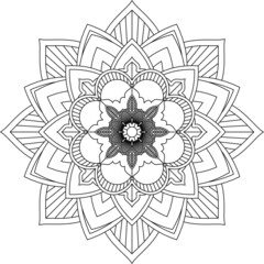 Easy Mandala coloring book simple and basic for beginners, seniors and children. Set of Mehndi flower pattern for Henna drawing and tattoo. Decoration in ethnic oriental, Indian style.