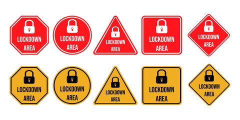 concept of the lockdown symbol for the coronavirus area. Used to provide information that the area is in lockdown