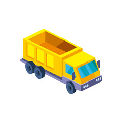 Naklejka premium construction dump truck isometric style icon vector design