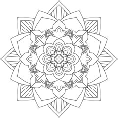Easy Mandala coloring book simple and basic for beginners, seniors and children. Set of Mehndi flower pattern for Henna drawing and tattoo. Decoration in ethnic oriental, Indian style.