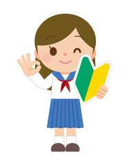 初心者マーク 学生 女性