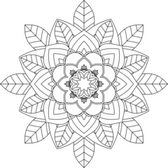 Easy Mandala coloring book simple and basic for beginners, seniors and children. Set of Mehndi flower pattern for Henna drawing and tattoo. Decoration in ethnic oriental, Indian style.