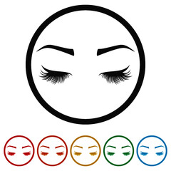 Logo eyelashes ring icon, color set