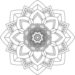 Easy Mandala coloring book simple and basic for beginners, seniors and children. Set of Mehndi flower pattern for Henna drawing and tattoo. Decoration in ethnic oriental, Indian style.