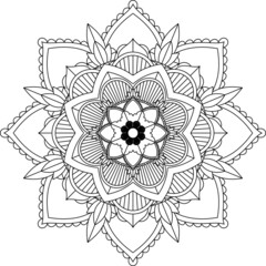 Easy Mandala coloring book simple and basic for beginners, seniors and children. Set of Mehndi flower pattern for Henna drawing and tattoo. Decoration in ethnic oriental, Indian style.