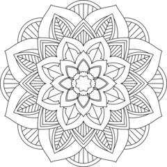 Easy Mandala coloring book simple and basic for beginners, seniors and children. Set of Mehndi flower pattern for Henna drawing and tattoo. Decoration in ethnic oriental, Indian style.