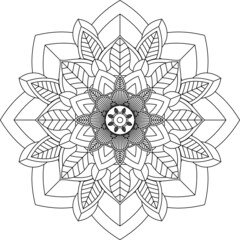 Easy Mandala coloring book simple and basic for beginners, seniors and children. Set of Mehndi flower pattern for Henna drawing and tattoo. Decoration in ethnic oriental, Indian style.