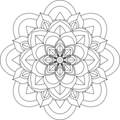 Easy Mandala coloring book simple and basic for beginners, seniors and children. Set of Mehndi flower pattern for Henna drawing and tattoo. Decoration in ethnic oriental, Indian style.