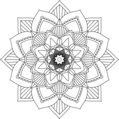 Easy Mandala coloring book simple and basic for beginners, seniors and children. Set of Mehndi flower pattern for Henna drawing and tattoo. Decoration in ethnic oriental, Indian style.
