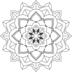 Easy Mandala coloring book simple and basic for beginners, seniors and children. Set of Mehndi flower pattern for Henna drawing and tattoo. Decoration in ethnic oriental, Indian style.