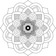 Easy Mandala coloring book simple and basic for beginners, seniors and children. Set of Mehndi flower pattern for Henna drawing and tattoo. Decoration in ethnic oriental, Indian style.