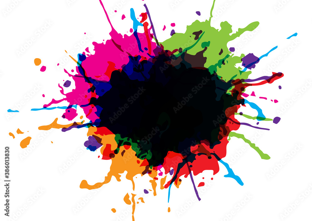 Poster abstract vector splatter multicolor isolated background. illustration vector design
