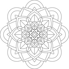 Easy Mandala coloring book simple and basic for beginners, seniors and children. Set of Mehndi flower pattern for Henna drawing and tattoo. Decoration in ethnic oriental, Indian style.