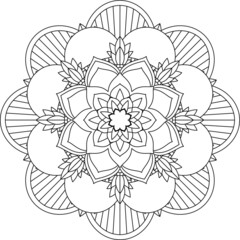 Easy Mandala coloring book simple and basic for beginners, seniors and children. Set of Mehndi flower pattern for Henna drawing and tattoo. Decoration in ethnic oriental, Indian style.