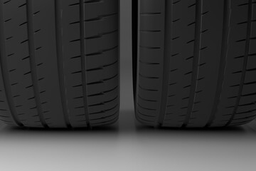 profile of tires isolated on white background