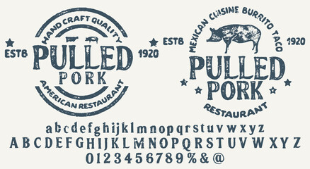 Hand drawn vintage retro font. Outdoor advertising of American restaurants and eateries inspired typeface.