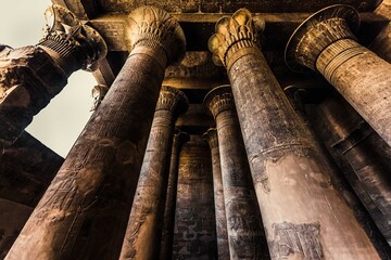 Columns and hieroglyphs in the Temple of Khnum at Esna