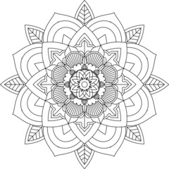 Easy Mandala coloring book simple and basic for beginners, seniors and children. Set of Mehndi flower pattern for Henna drawing and tattoo. Decoration in ethnic oriental, Indian style.