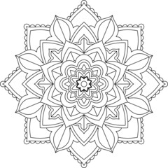 Easy Mandala coloring book simple and basic for beginners, seniors and children. Set of Mehndi flower pattern for Henna drawing and tattoo. Decoration in ethnic oriental, Indian style.