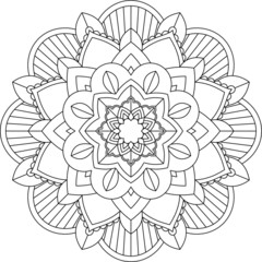 Easy Mandala coloring book simple and basic for beginners, seniors and children. Set of Mehndi flower pattern for Henna drawing and tattoo. Decoration in ethnic oriental, Indian style.