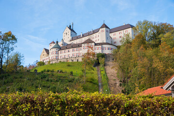 Fototapeta na wymiar Hohenaschau castle in autumn, tourist resort Chiemgau, upper bavaria