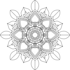 Easy Mandala coloring book simple and basic for beginners, seniors and children. Set of Mehndi flower pattern for Henna drawing and tattoo. Decoration in ethnic oriental, Indian style.
