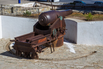 Old cannon weapon in Tangier city, Morocco