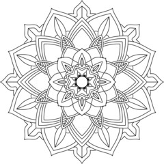 Easy Mandala coloring book simple and basic for beginners, seniors and children. Set of Mehndi flower pattern for Henna drawing and tattoo. Decoration in ethnic oriental, Indian style.
