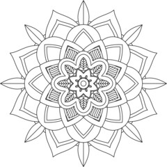 Easy Mandala coloring book simple and basic for beginners, seniors and children. Set of Mehndi flower pattern for Henna drawing and tattoo. Decoration in ethnic oriental, Indian style.