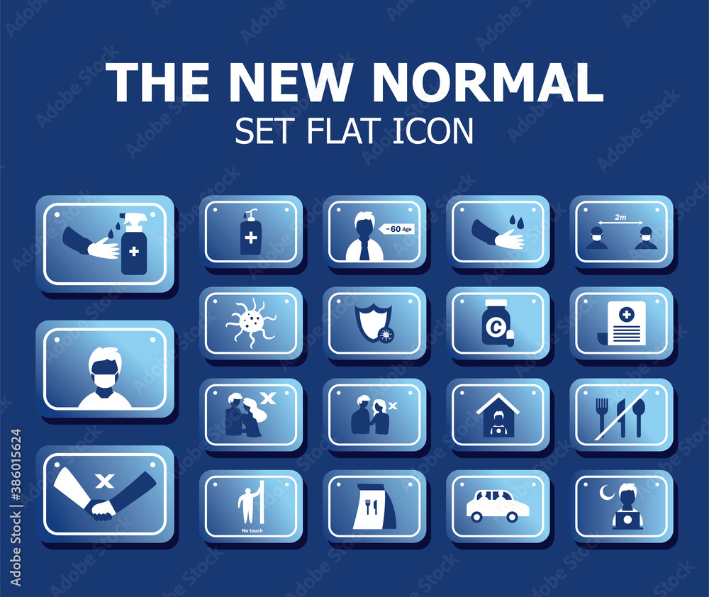Poster new normality road sign gradient style icons collection vector design
