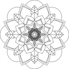Easy Mandala coloring book simple and basic for beginners, seniors and children. Set of Mehndi flower pattern for Henna drawing and tattoo. Decoration in ethnic oriental, Indian style.