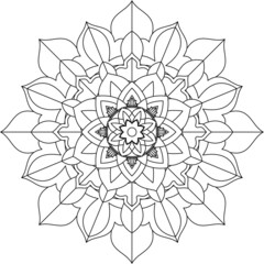 Easy Mandala coloring book simple and basic for beginners, seniors and children. Set of Mehndi flower pattern for Henna drawing and tattoo. Decoration in ethnic oriental, Indian style.