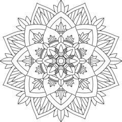 Easy Mandala coloring book simple and basic for beginners, seniors and children. Set of Mehndi flower pattern for Henna drawing and tattoo. Decoration in ethnic oriental, Indian style.