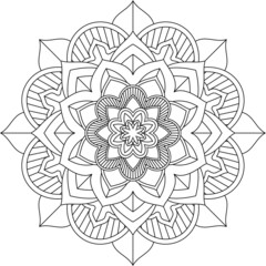 Easy Mandala coloring book simple and basic for beginners, seniors and children. Set of Mehndi flower pattern for Henna drawing and tattoo. Decoration in ethnic oriental, Indian style.