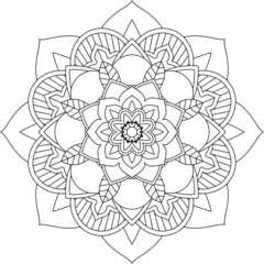 Easy Mandala coloring book simple and basic for beginners, seniors and children. Set of Mehndi flower pattern for Henna drawing and tattoo. Decoration in ethnic oriental, Indian style.