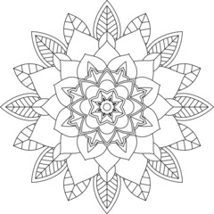 Easy Mandala coloring book simple and basic for beginners, seniors and children. Set of Mehndi flower pattern for Henna drawing and tattoo. Decoration in ethnic oriental, Indian style.