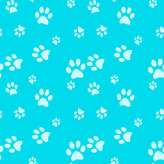 Vector seamless pattern with cat footprints. Can be used for wallpaper, web page background, surface textures.