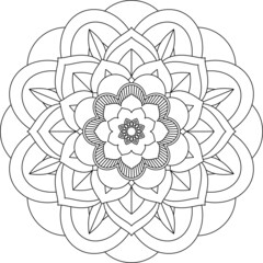 Easy Mandala coloring book simple and basic for beginners, seniors and children. Set of Mehndi flower pattern for Henna drawing and tattoo. Decoration in ethnic oriental, Indian style.