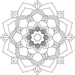 Easy Mandala coloring book simple and basic for beginners, seniors and children. Set of Mehndi flower pattern for Henna drawing and tattoo. Decoration in ethnic oriental, Indian style.