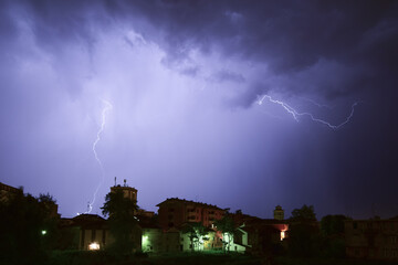 lightning storm during a winter night