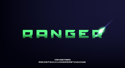Fototapeta premium Ranger, a bold and futuristic font, modern scifi typeface design. Alphabet vector illustration