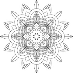 Easy Mandala coloring book simple and basic for beginners, seniors and children. Set of Mehndi flower pattern for Henna drawing and tattoo. Decoration in ethnic oriental, Indian style.