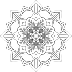 Easy Mandala coloring book simple and basic for beginners, seniors and children. Set of Mehndi flower pattern for Henna drawing and tattoo. Decoration in ethnic oriental, Indian style.