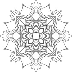 Easy Mandala coloring book simple and basic for beginners, seniors and children. Set of Mehndi flower pattern for Henna drawing and tattoo. Decoration in ethnic oriental, Indian style.