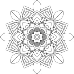 Easy Mandala coloring book simple and basic for beginners, seniors and children. Set of Mehndi flower pattern for Henna drawing and tattoo. Decoration in ethnic oriental, Indian style.
