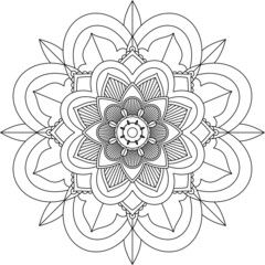 Easy Mandala coloring book simple and basic for beginners, seniors and children. Set of Mehndi flower pattern for Henna drawing and tattoo. Decoration in ethnic oriental, Indian style.