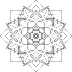 Easy Mandala coloring book simple and basic for beginners, seniors and children. Set of Mehndi flower pattern for Henna drawing and tattoo. Decoration in ethnic oriental, Indian style.