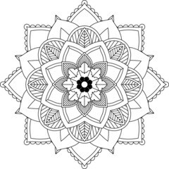 Easy Mandala coloring book simple and basic for beginners, seniors and children. Set of Mehndi flower pattern for Henna drawing and tattoo. Decoration in ethnic oriental, Indian style.