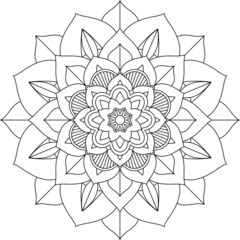 Easy Mandala coloring book simple and basic for beginners, seniors and children. Set of Mehndi flower pattern for Henna drawing and tattoo. Decoration in ethnic oriental, Indian style.