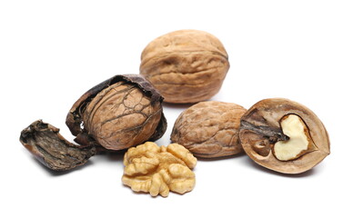 Walnuts isolated on white background